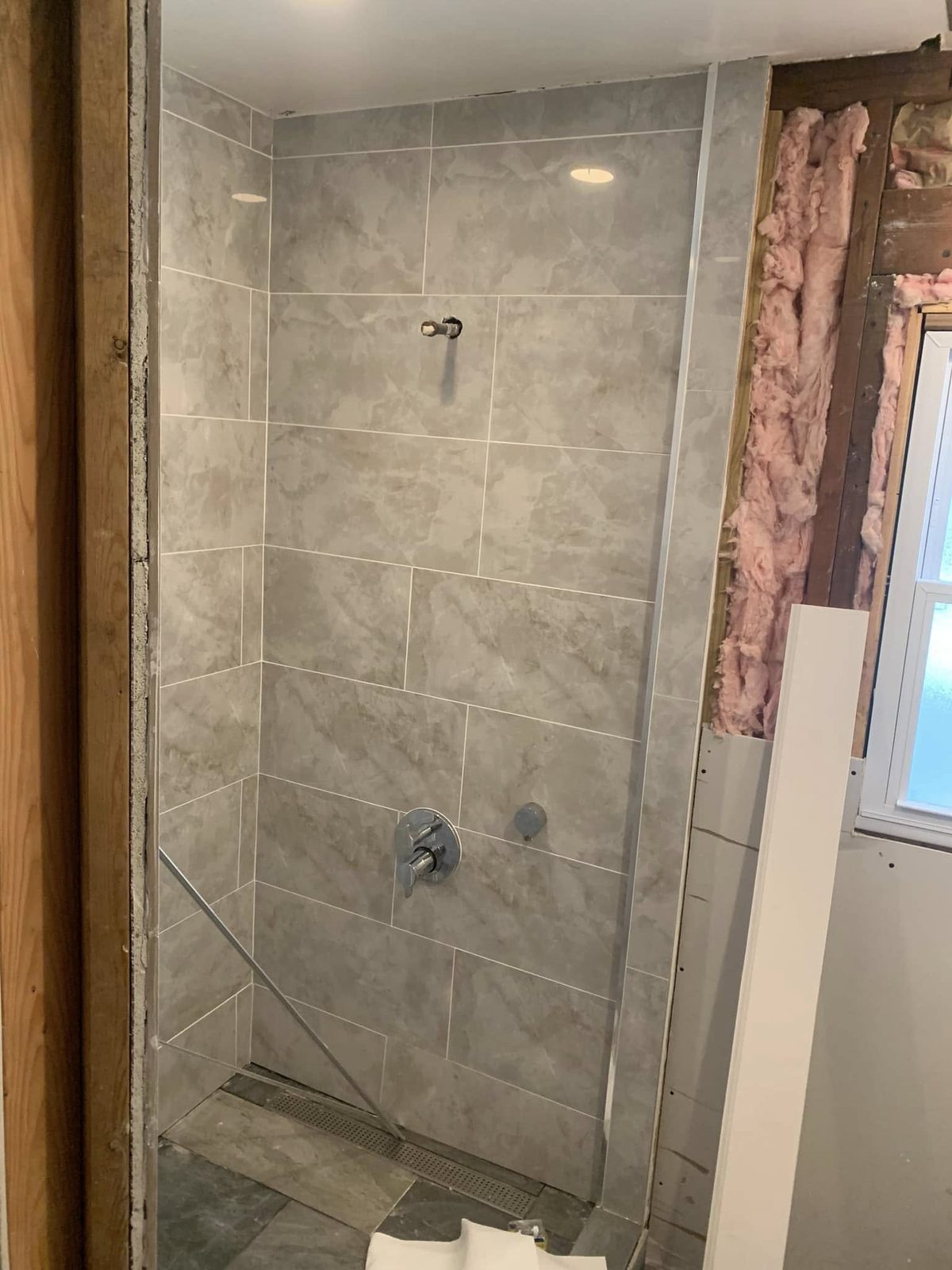 New tiled walk-in shower